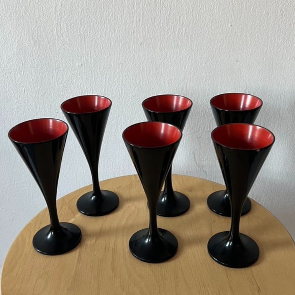 Lacquered Sake Glasses x6